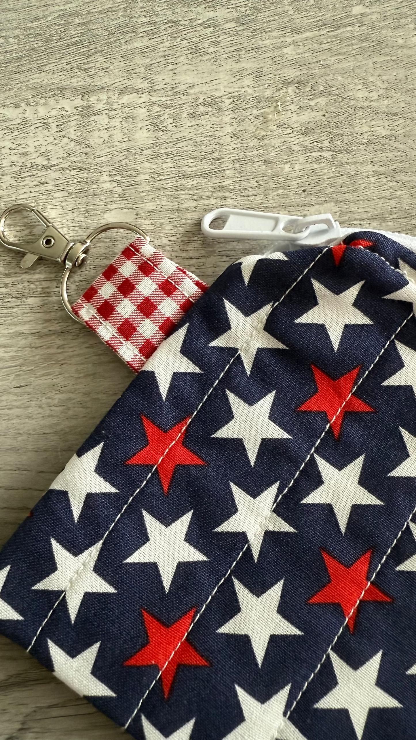 Handmade Quilted Wallet Wristlet – Patriotic Stars Design (2 Sizes Available)