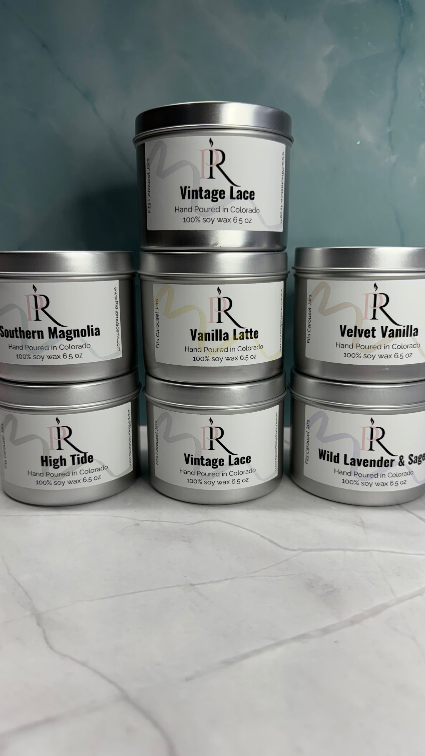6.5 oz Refillable Tins for Carousel Ridged Candle Jars - hand poured - clean scent - soy wax candle