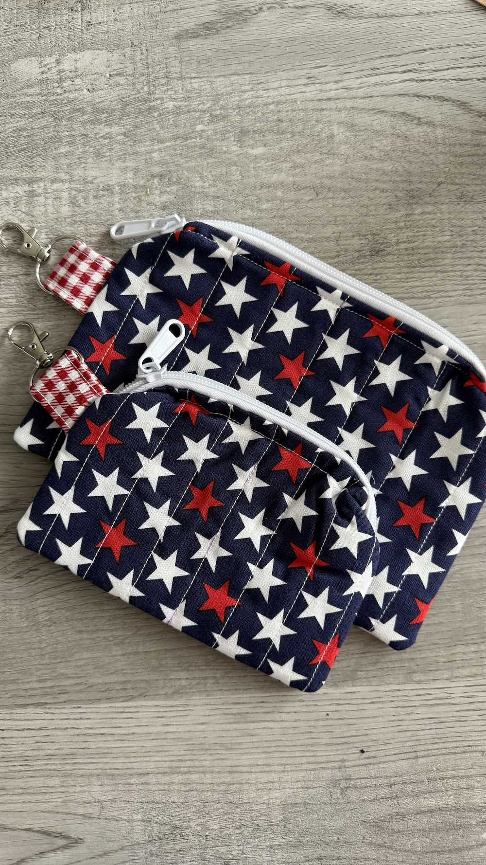 Handmade Quilted Wallet Wristlet – Patriotic Stars Design (2 Sizes Available)
