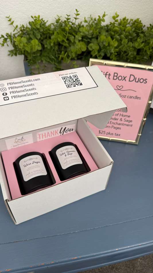 Candle Duo Gift Box - two 5 ounce soy wax non toxic candles