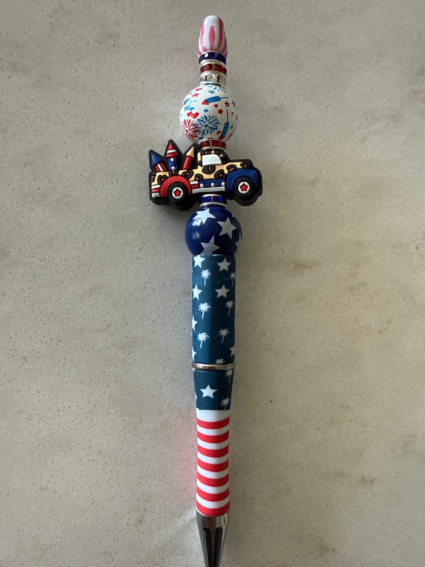 🇺🇸 Patriotic Beaded Ink Pens – Handmade | Black Ink