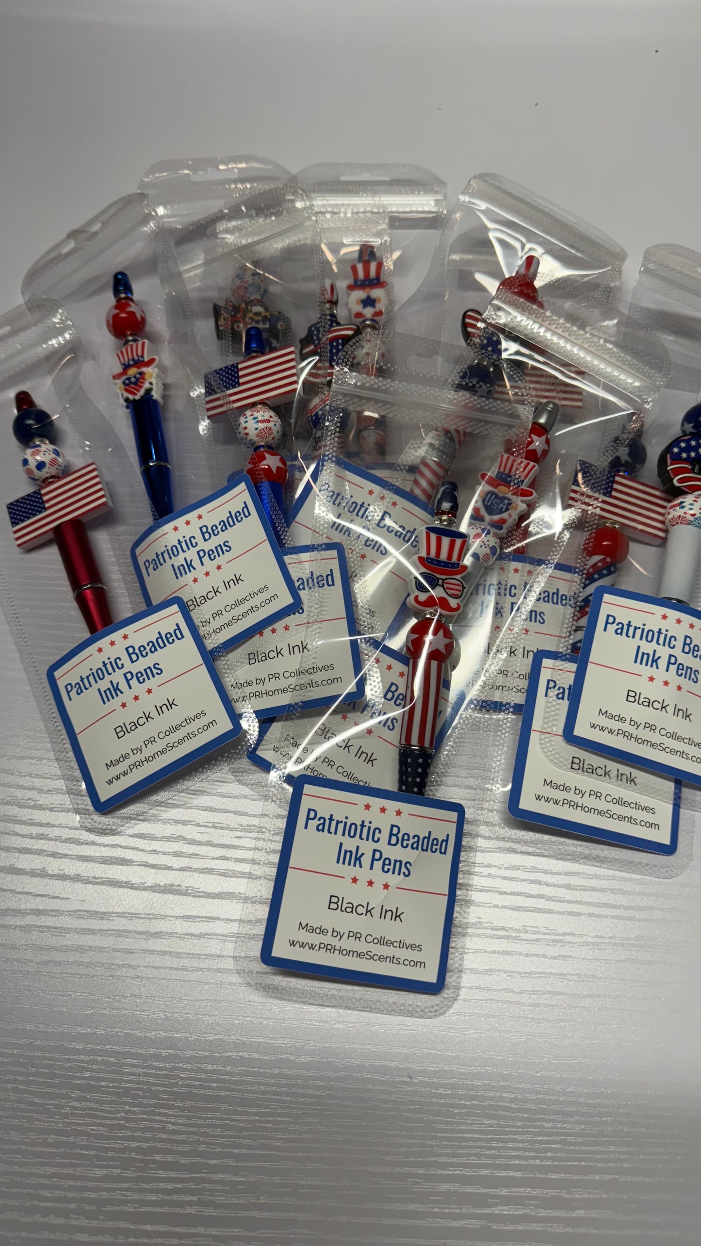 🇺🇸 Patriotic Beaded Ink Pens – Handmade | Black Ink