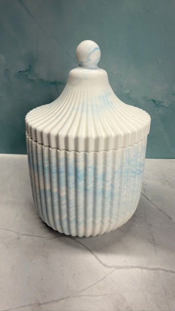 Carousel Ridged Candle Jar w/handmade refillable 6.5 oz soy wax candle - clean scent - eco friendly