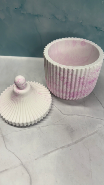 Carousel Ridged Candle Jar w/handmade refillable 6.5 oz soy wax candle - clean scent - eco friendly