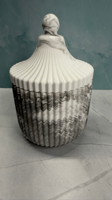 Carousel Ridged Candle Jar w/handmade refillable 6.5 oz soy wax candle - clean scent - eco friendly