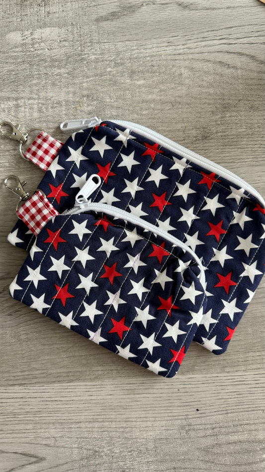 Handmade Quilted Wallet Wristlet – Patriotic Stars Design (2 Sizes Available)